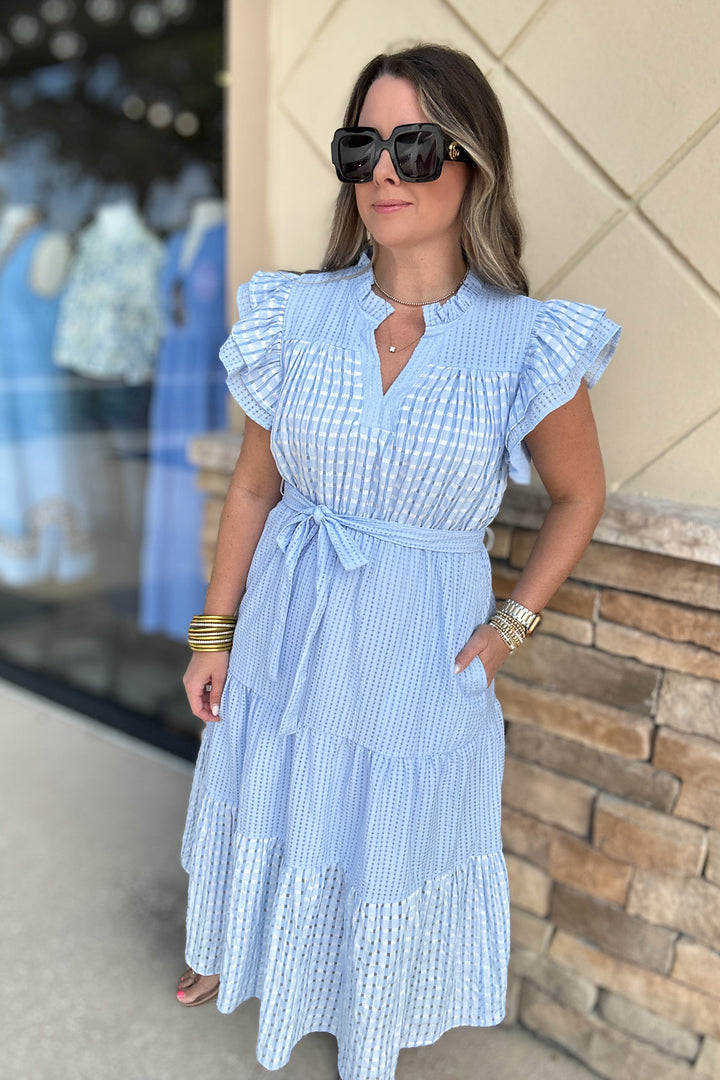 Twirl With Me Midi Dress - Light Blue