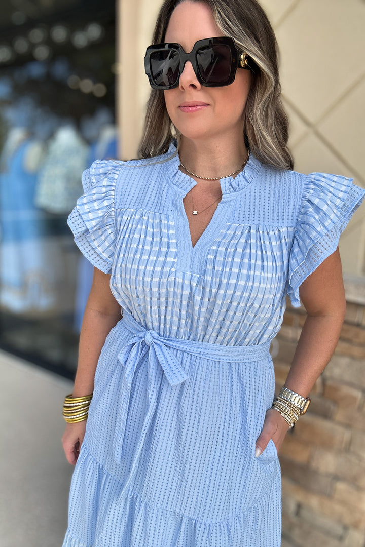 Twirl With Me Midi Dress - Light Blue