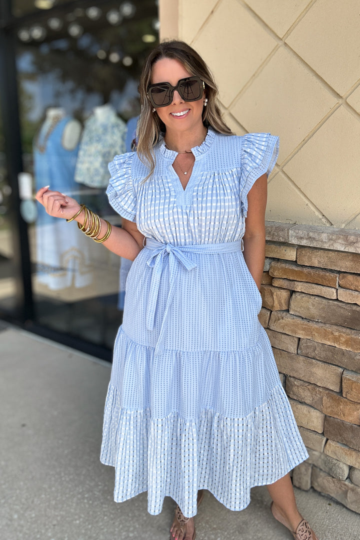 Twirl With Me Midi Dress - Light Blue