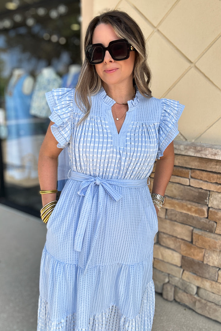 Twirl With Me Midi Dress - Light Blue