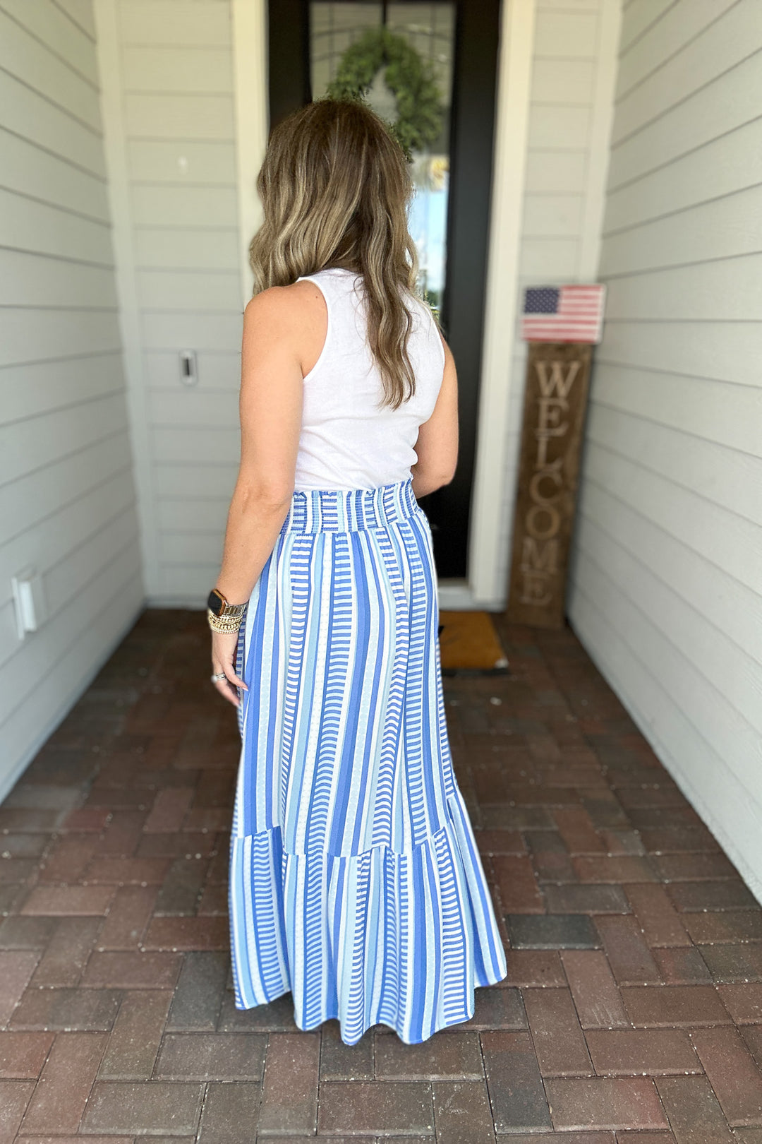 Vivian Skirt- Simply Striped Blue
