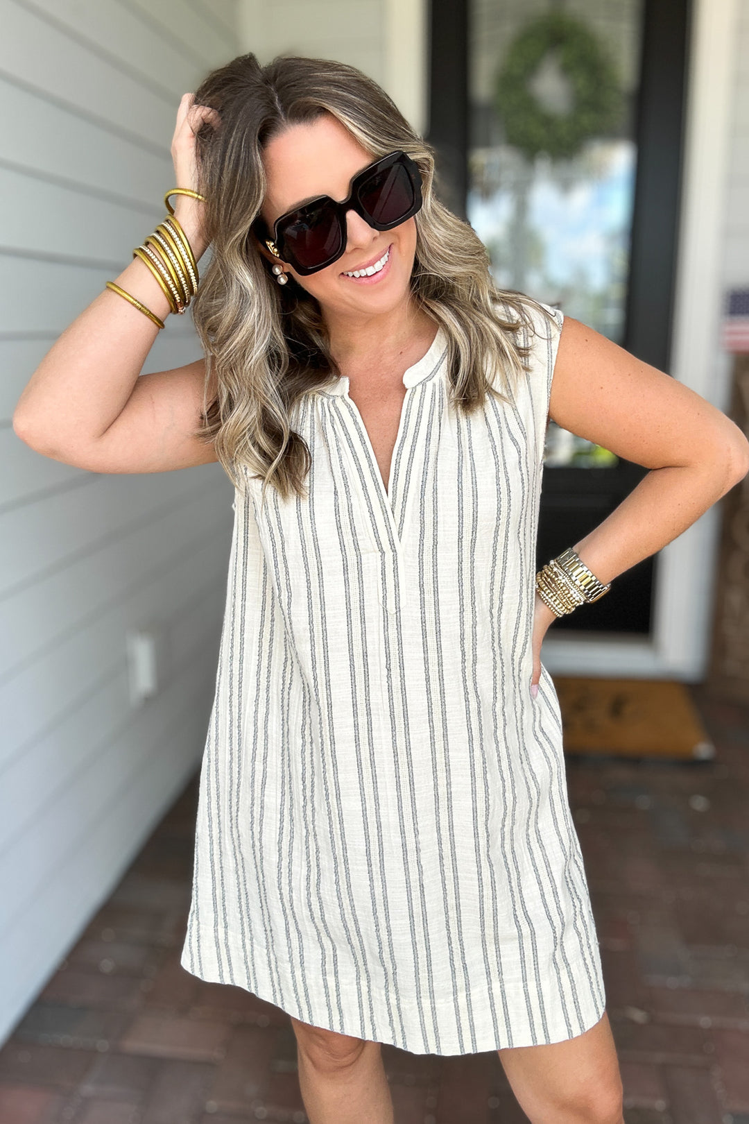 Z Supply: Minna Stripe Mini Dress - Sea Salt