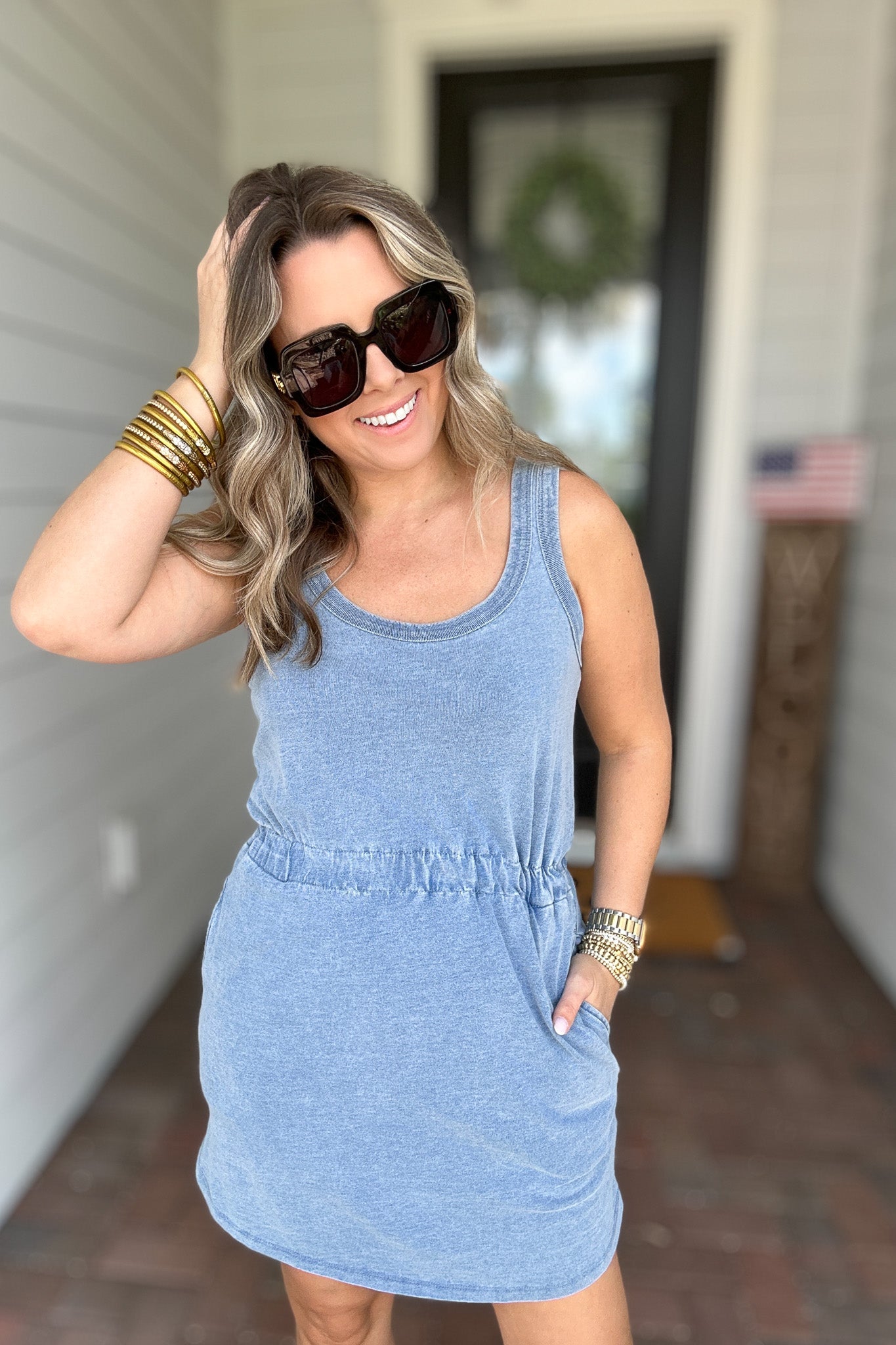 Z Supply: Keegan Jersey Denim Mini Dress - Medium Indigo – B