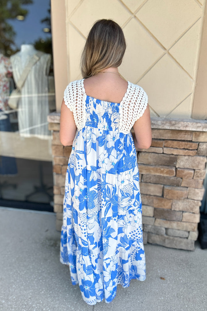 For The People Crochet Tiered Maxi Dress