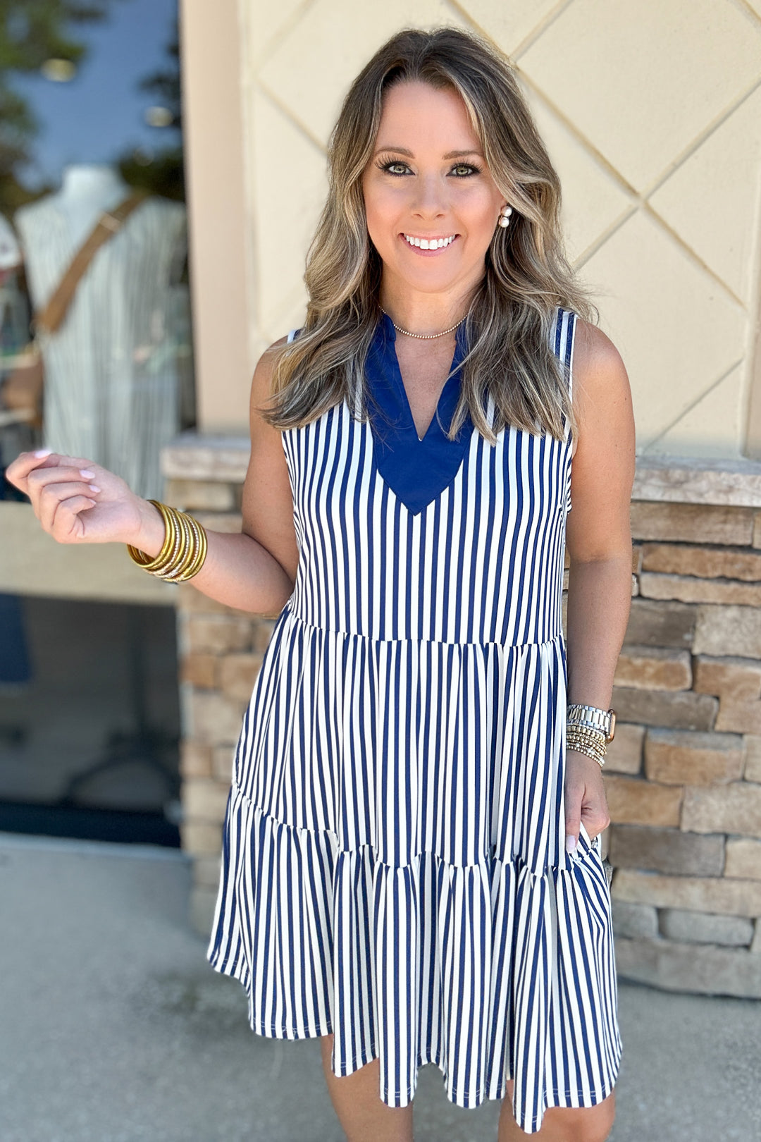 Newport Dress - Lined Up Navy