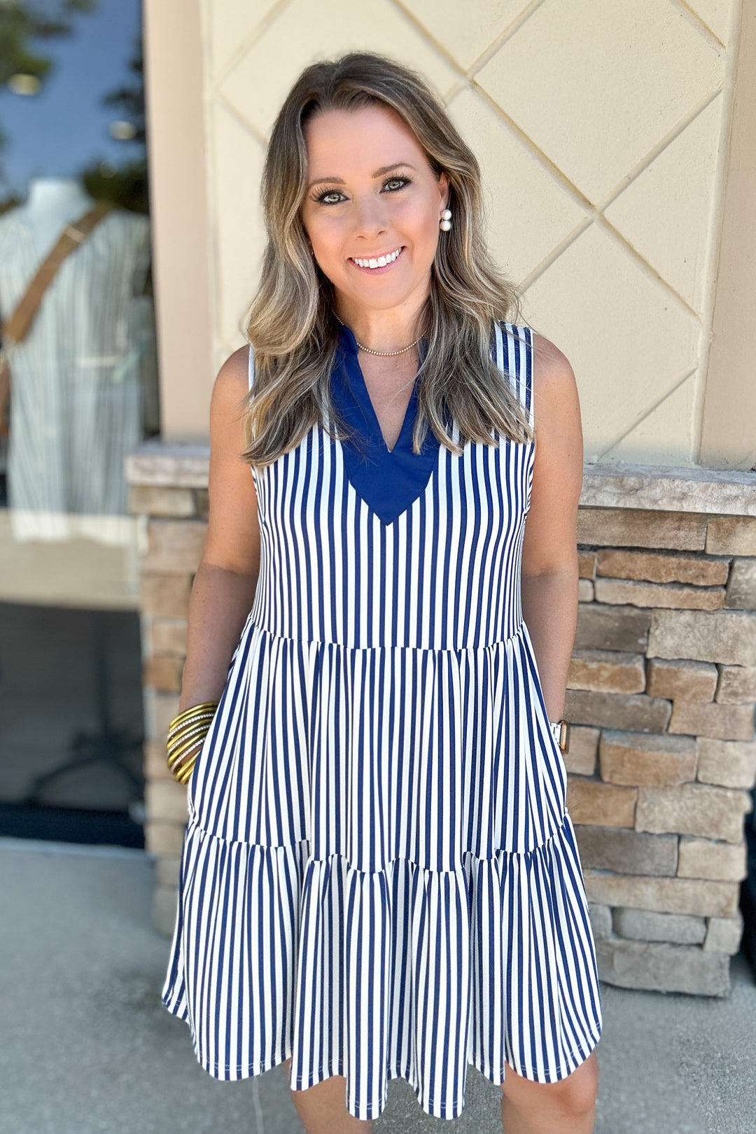 Newport Dress - Lined Up Navy