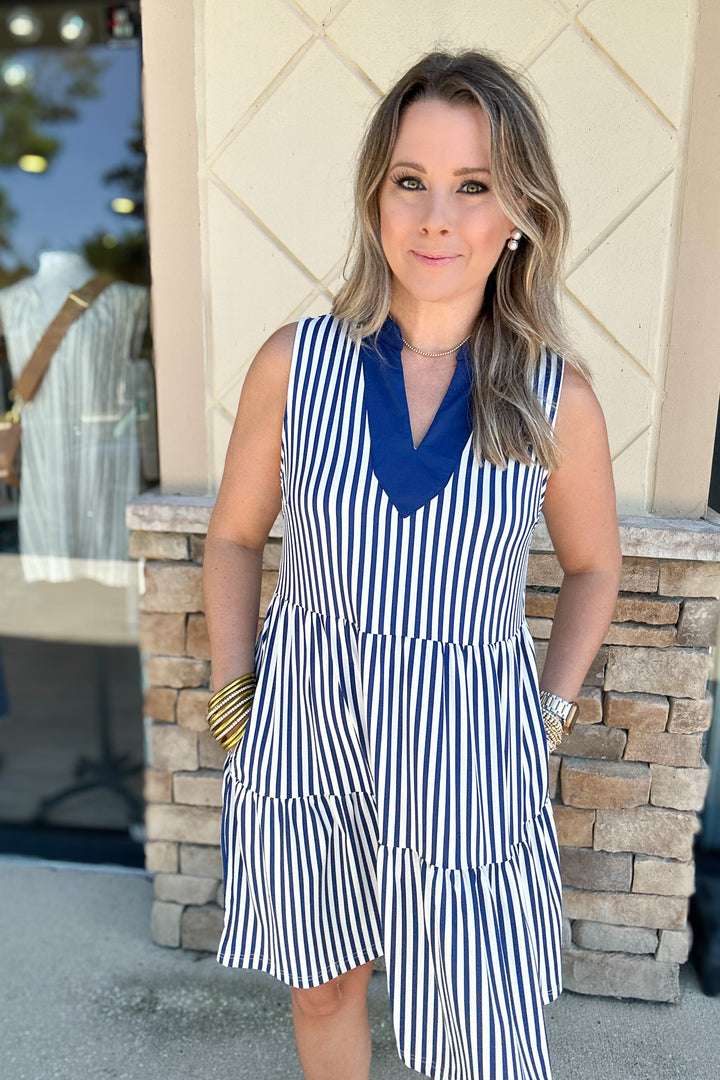 Newport Dress - Lined Up Navy
