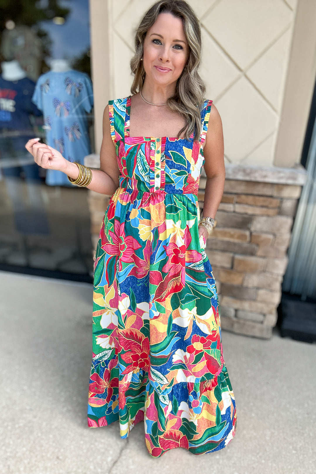 Tropical Tie Back Maxi Dress