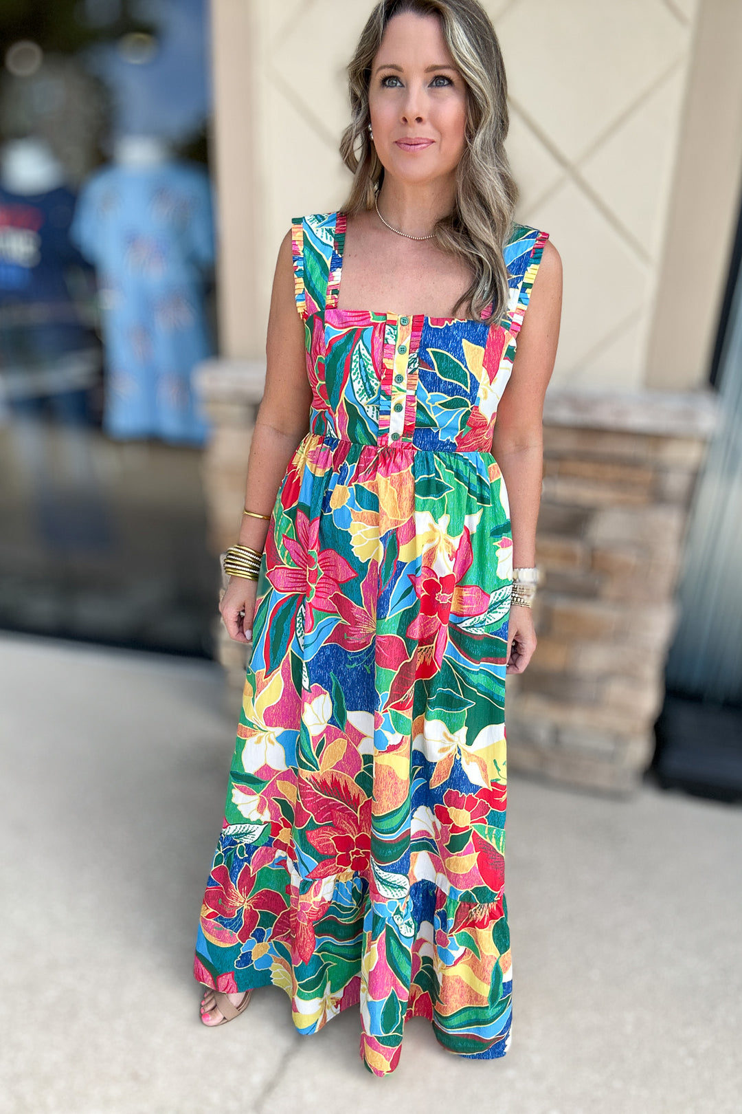 Tropical Tie Back Maxi Dress