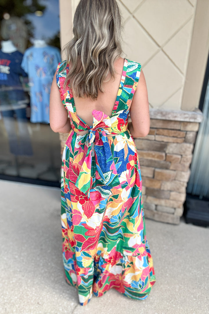 Tropical Tie Back Maxi Dress