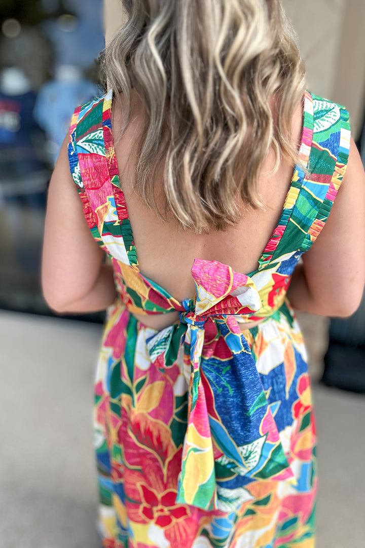 Tropical Tie Back Maxi Dress