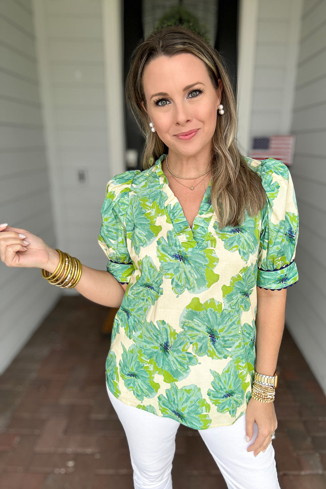 Fab In Floral Blouse - Mint