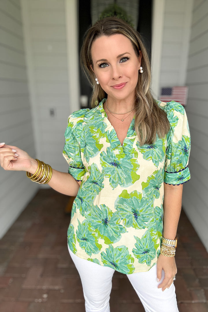 Fab In Floral Blouse - Mint