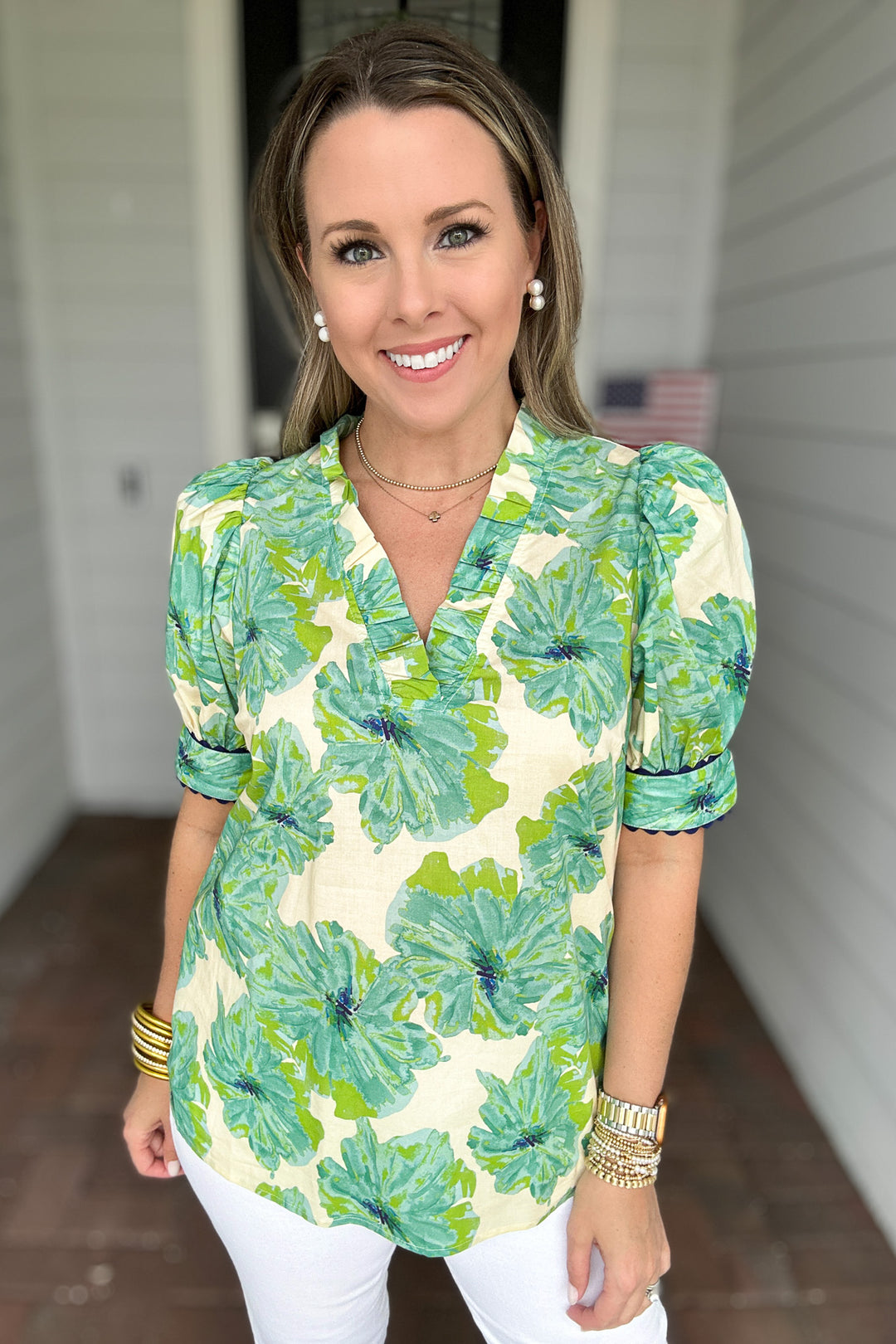 Fab In Floral Blouse - Mint