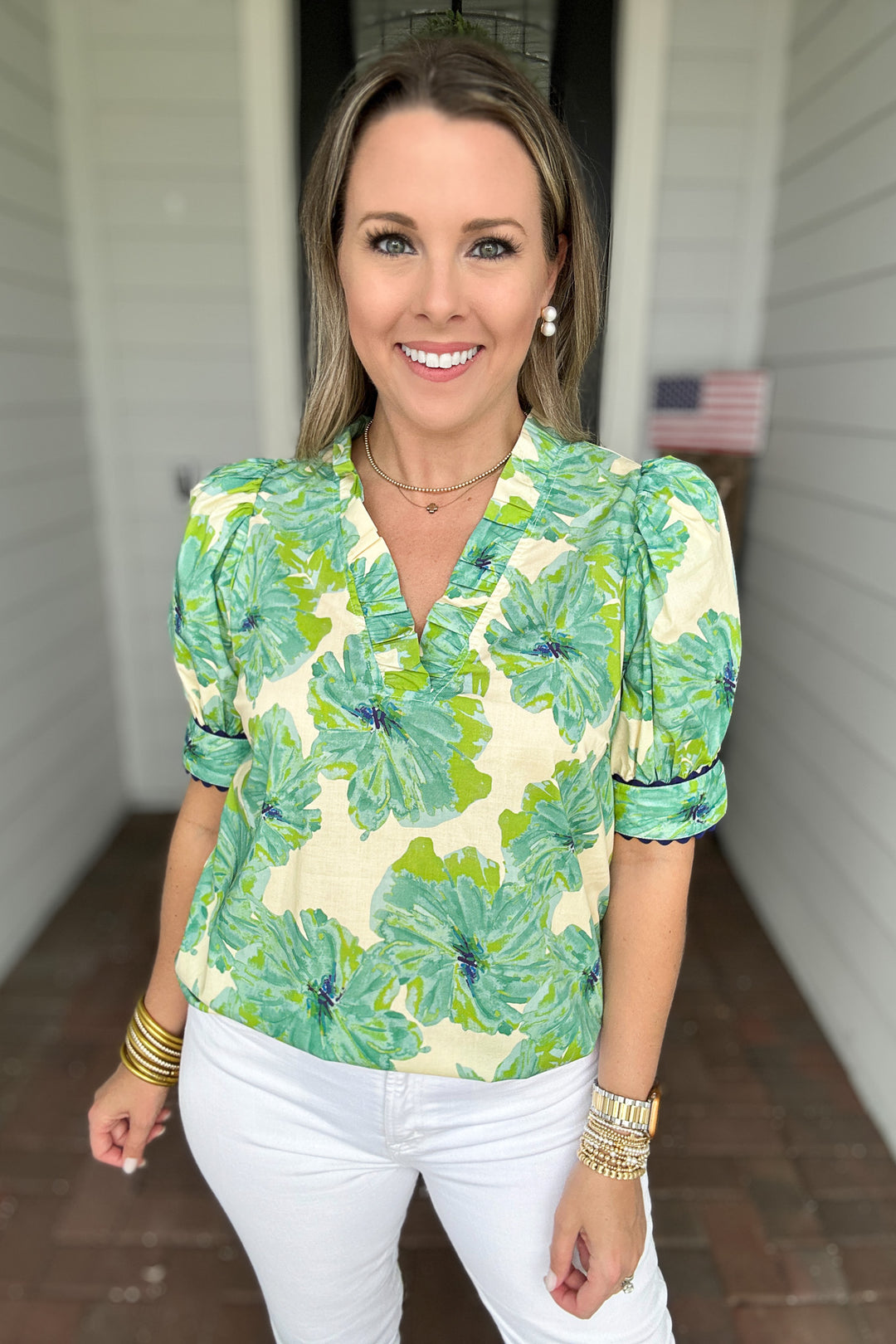 Fab In Floral Blouse - Mint