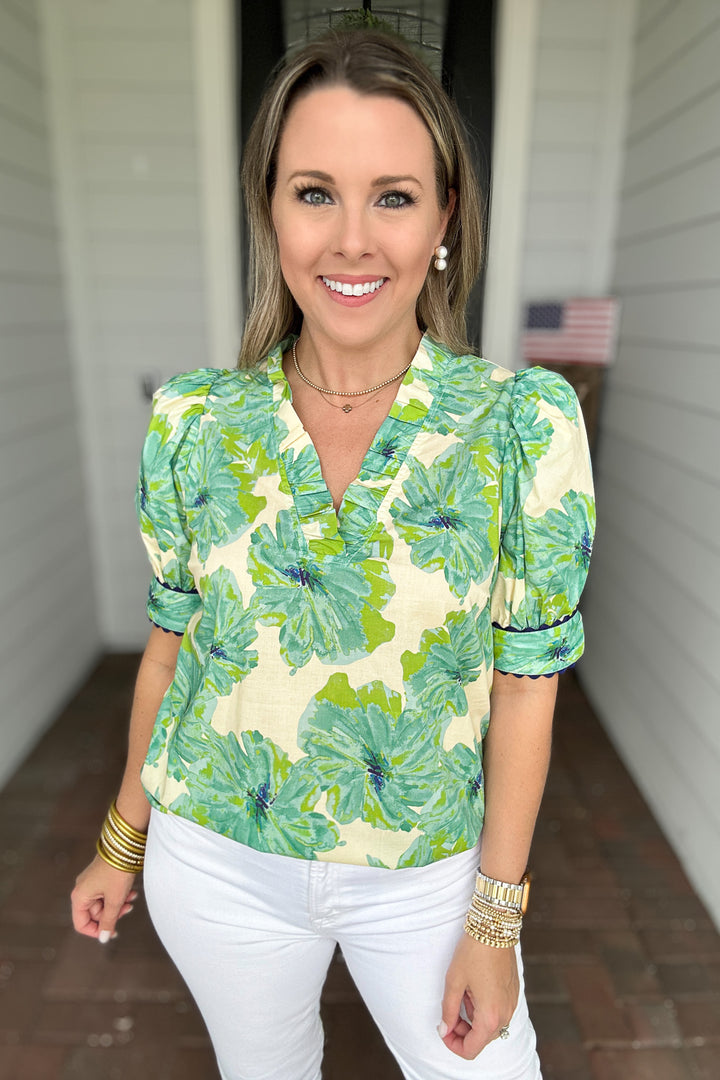 Fab In Floral Blouse - Mint
