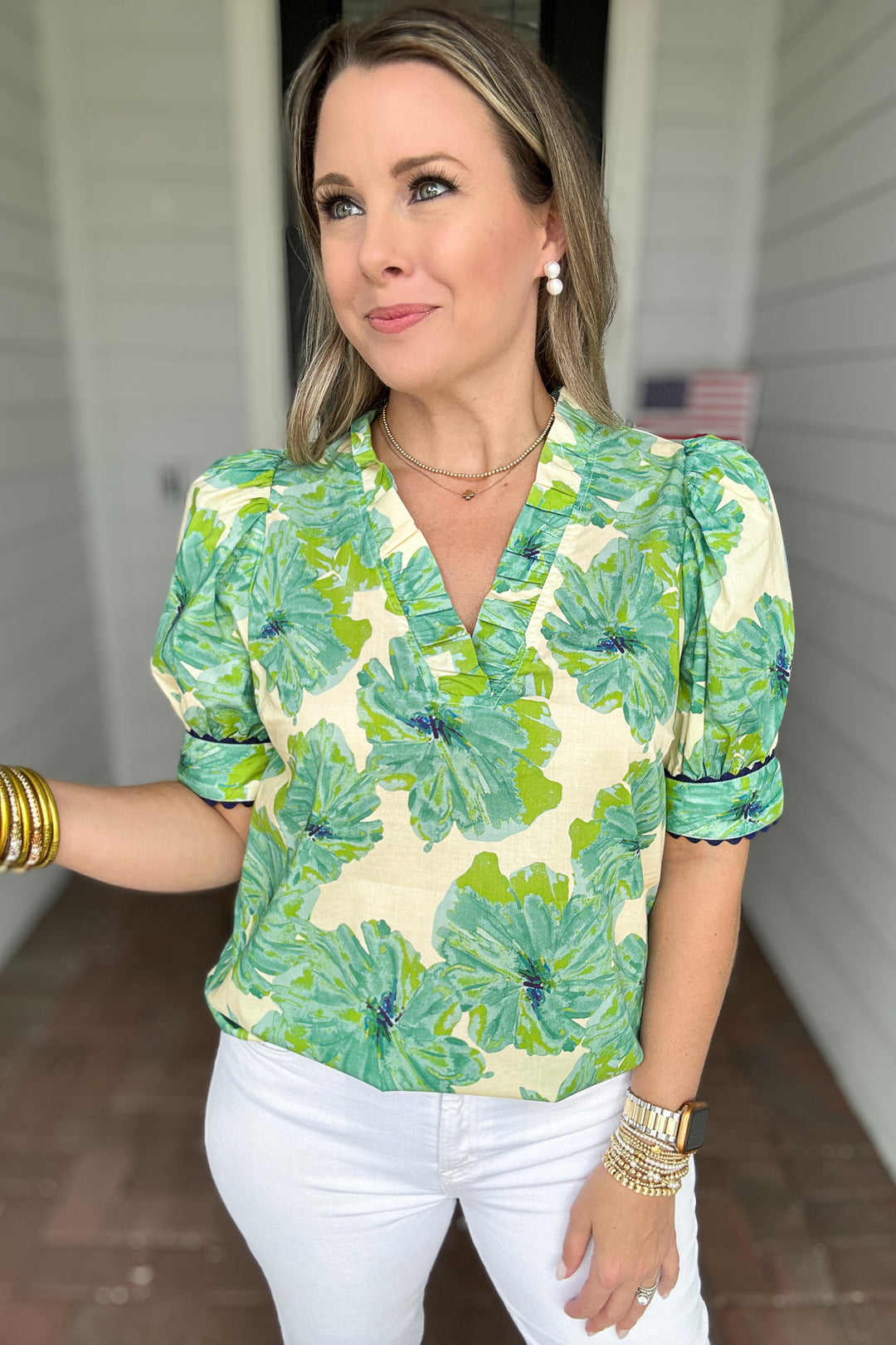 Fab In Floral Blouse - Mint