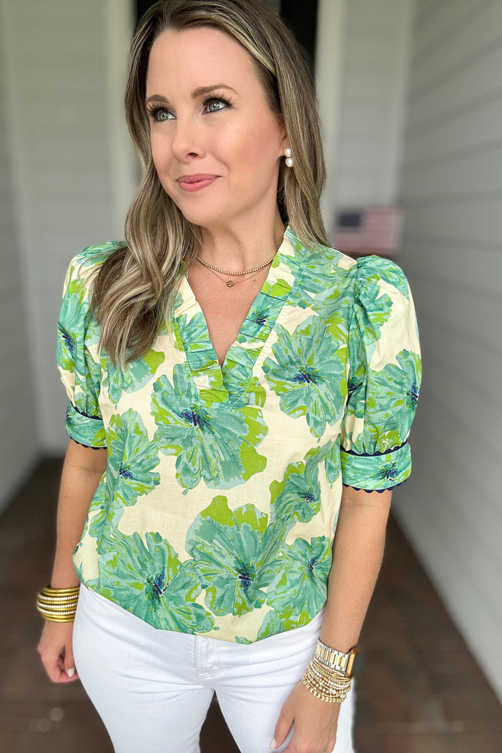 Fab In Floral Blouse - Mint