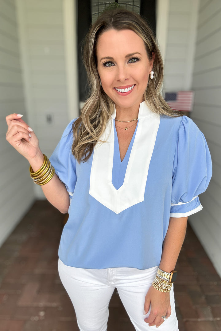 Chic In Style Top - Blue