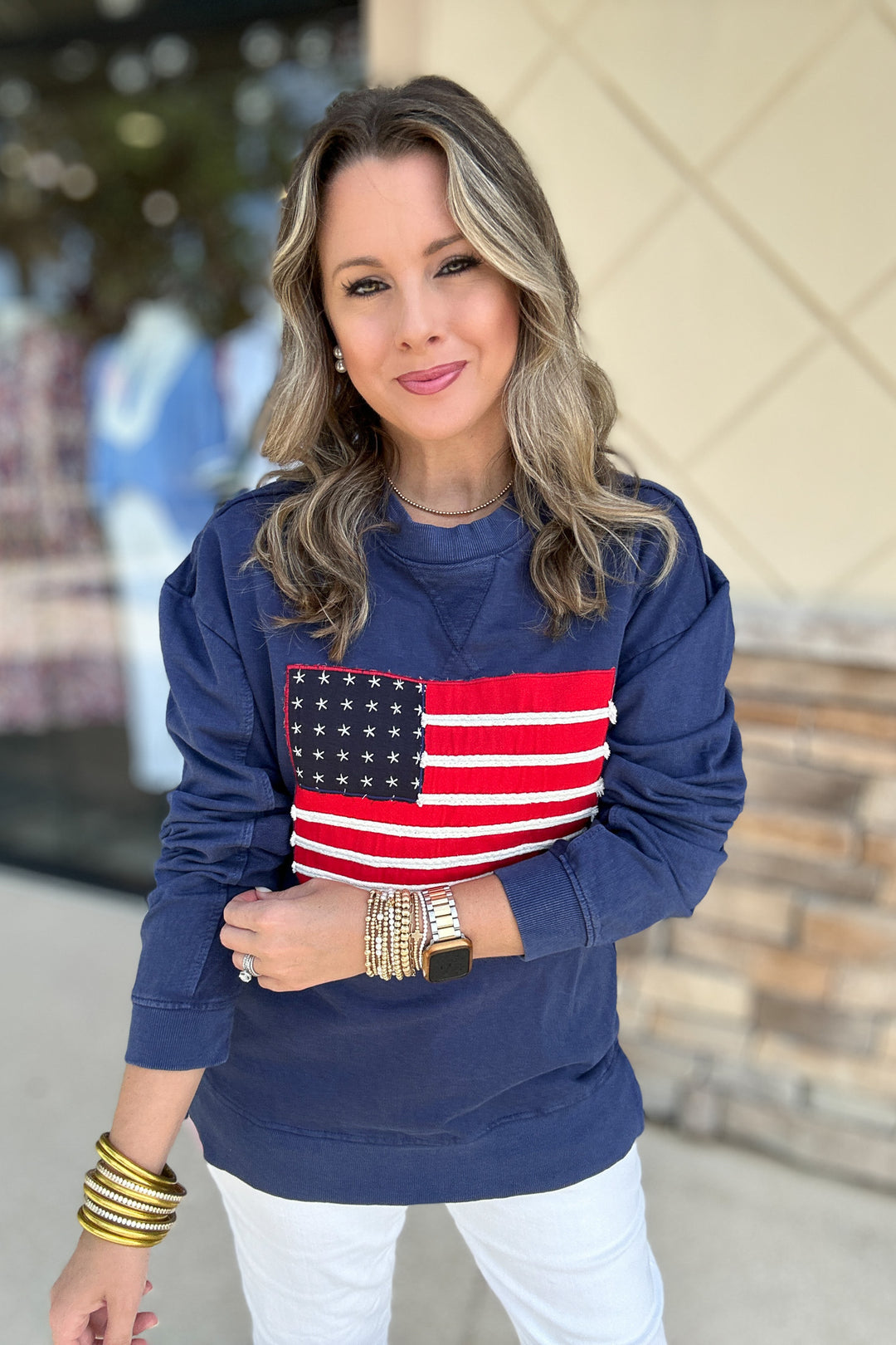 Simply Southern: Navy American Flag Pullover
