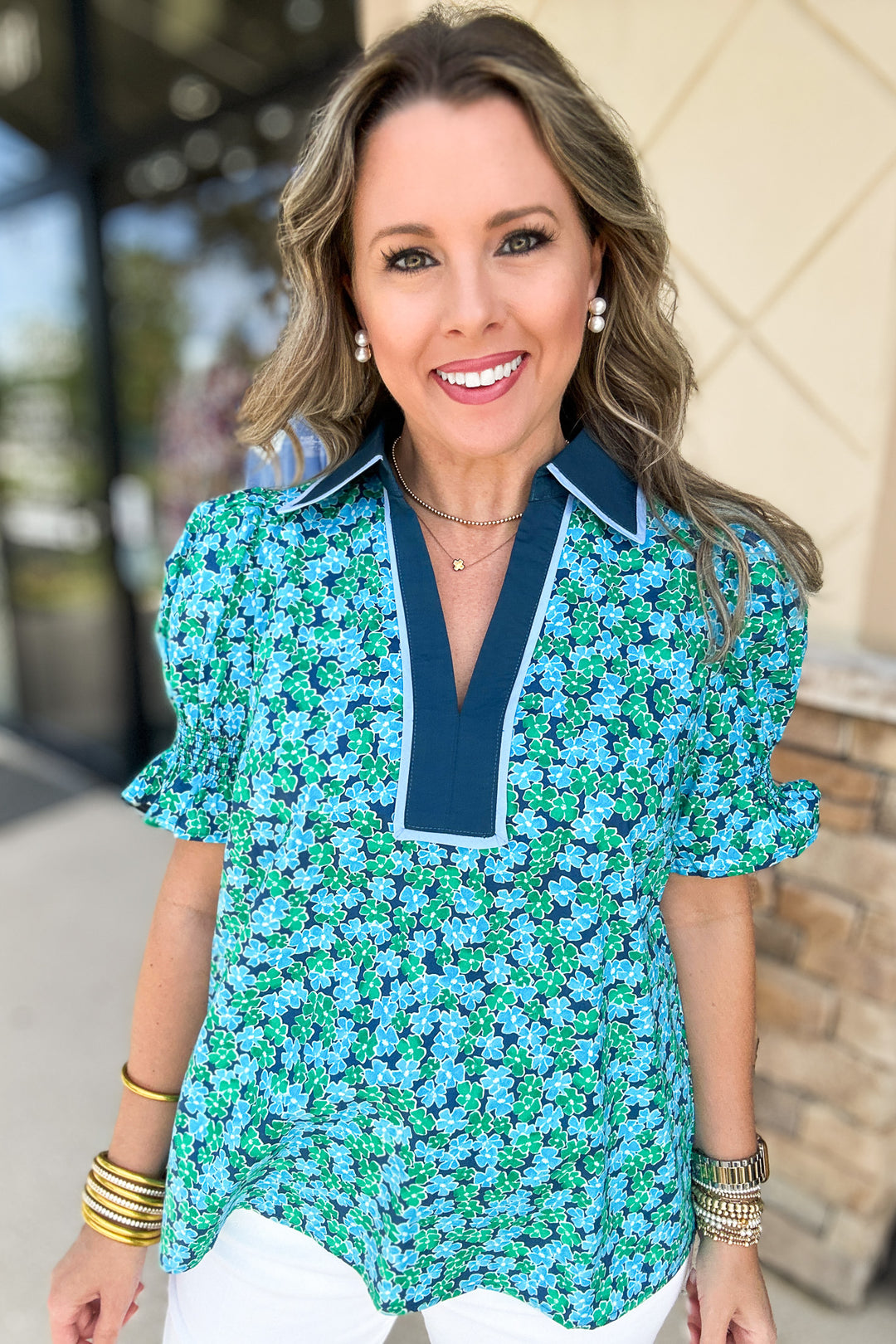 Run To Me Floral Blouse - Blue
