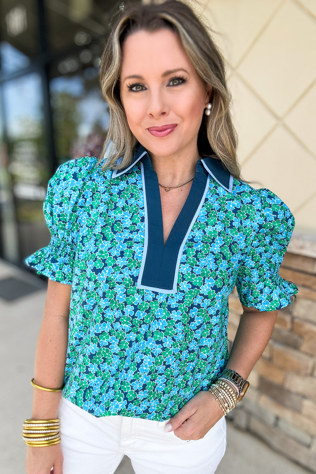 Run To Me Floral Blouse - Blue