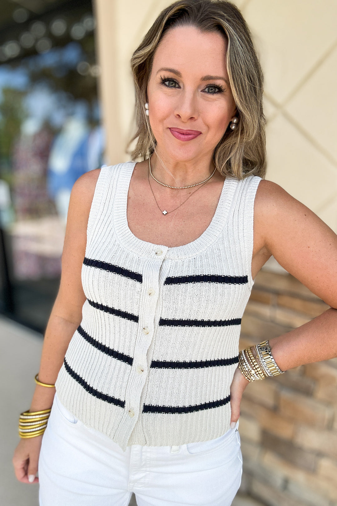 Z Supply:  Sea Salt Ivory Sycamore Stripe Sweater Vest