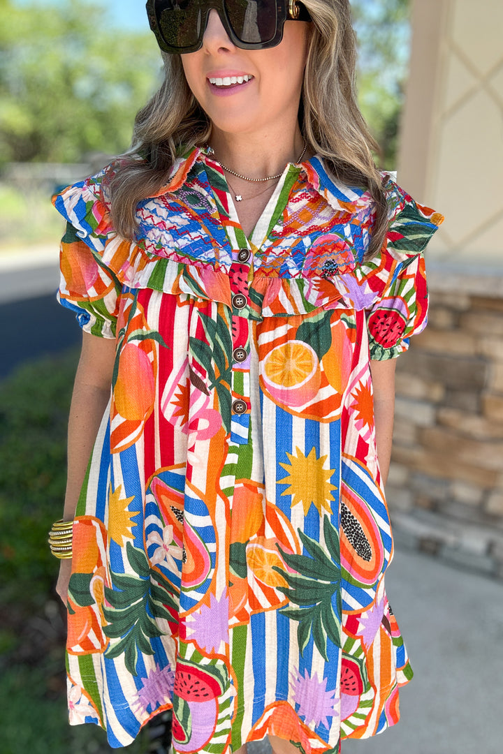 Karlie: Tropical Fruit Peter Pan Collar Dress