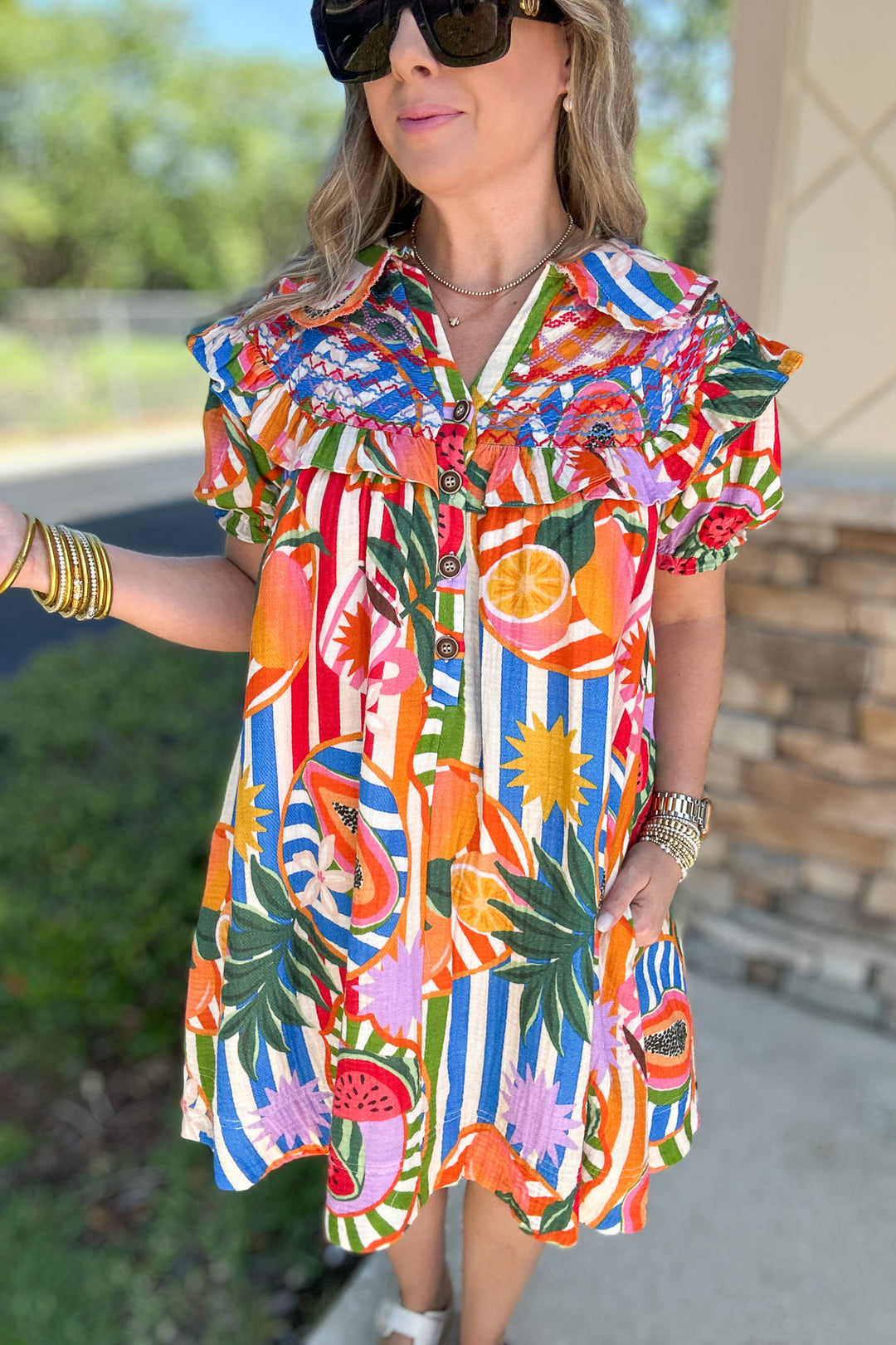 Karlie: Tropical Fruit Peter Pan Collar Dress