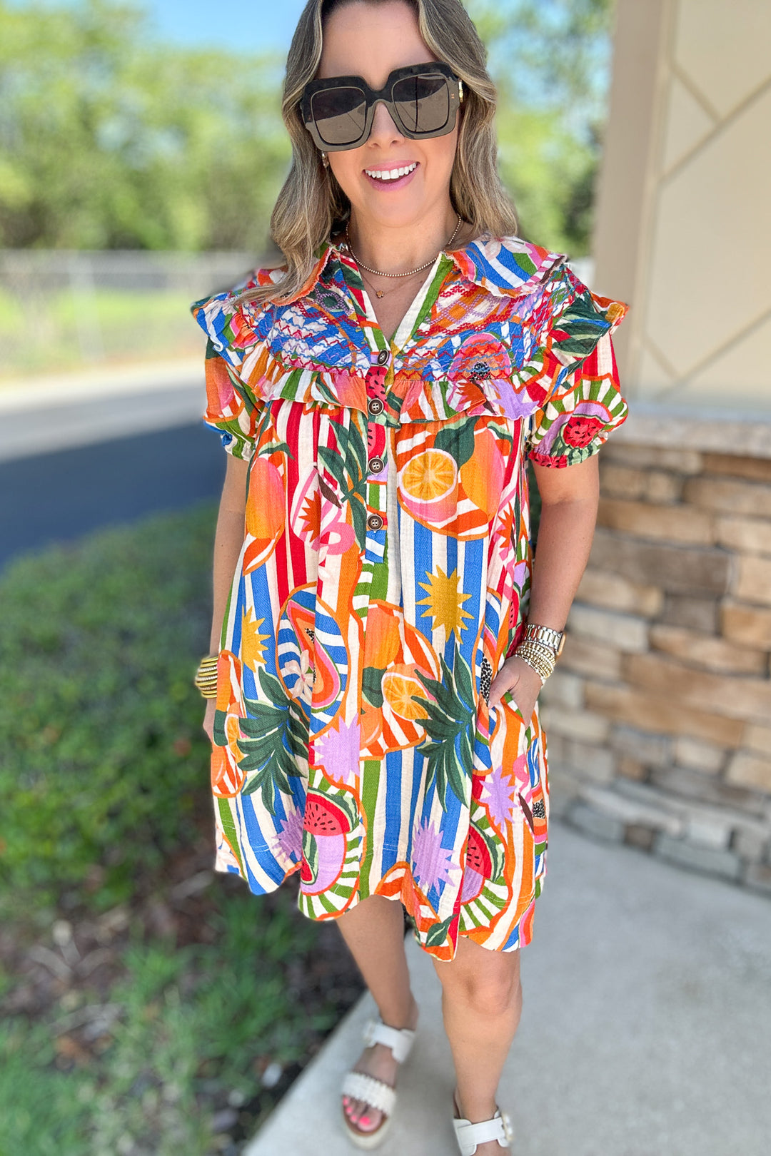 Karlie: Tropical Fruit Peter Pan Collar Dress