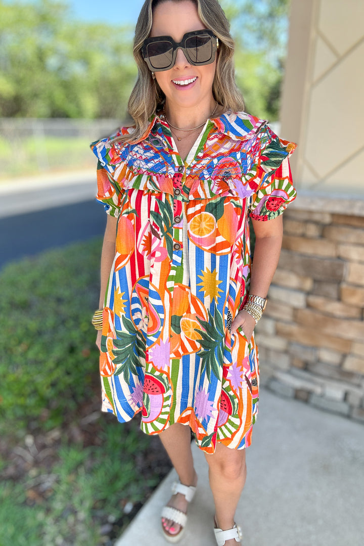 Karlie: Tropical Fruit Peter Pan Collar Dress