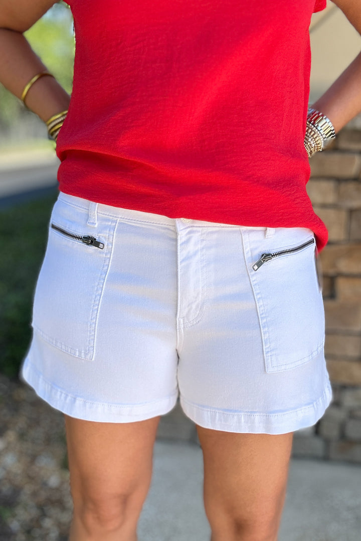 KUT:  JANE Zipper Pocket Short - Optic White