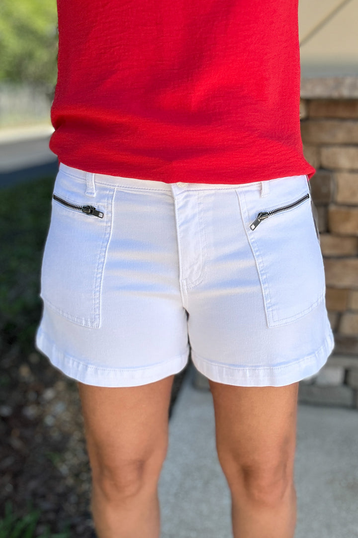 KUT:  JANE Zipper Pocket Short - Optic White