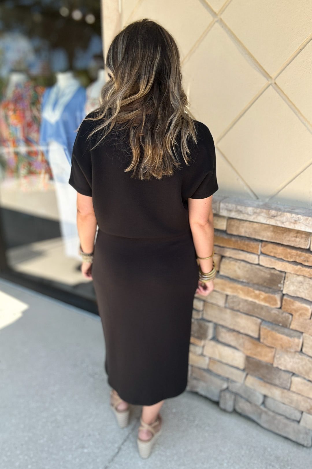 SPANX: AirEssentials Midi Wrap Dress - Very Black B Social Boutique SPANX: AirEssentials Midi Wrap Dress - Very Black B Social Boutique