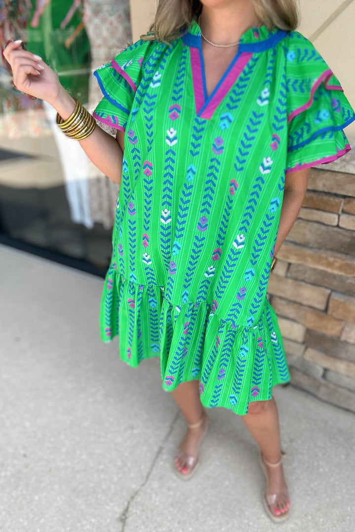 Hey There Kelly Green Printed Dress
