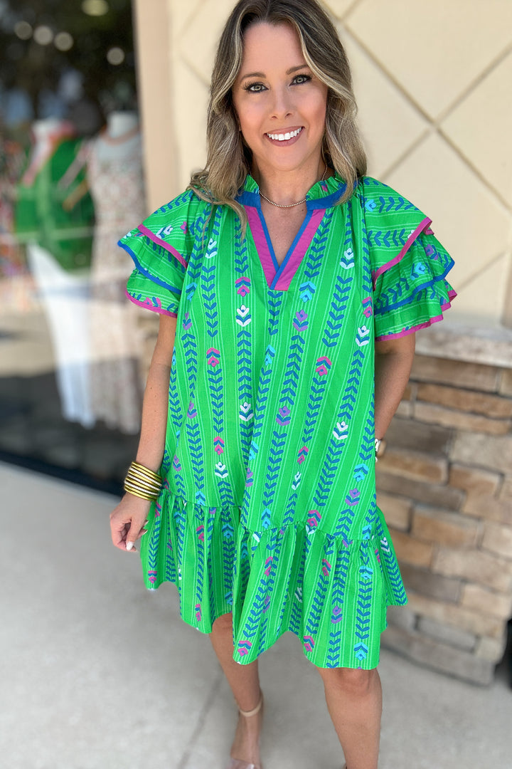 Hey There Kelly Green Printed Dress