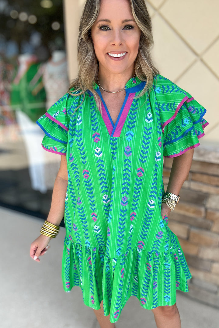 Hey There Kelly Green Printed Dress