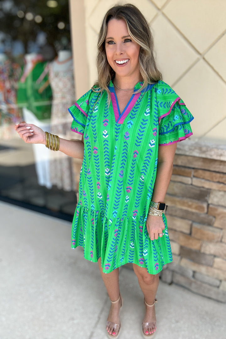 Hey There Kelly Green Printed Dress