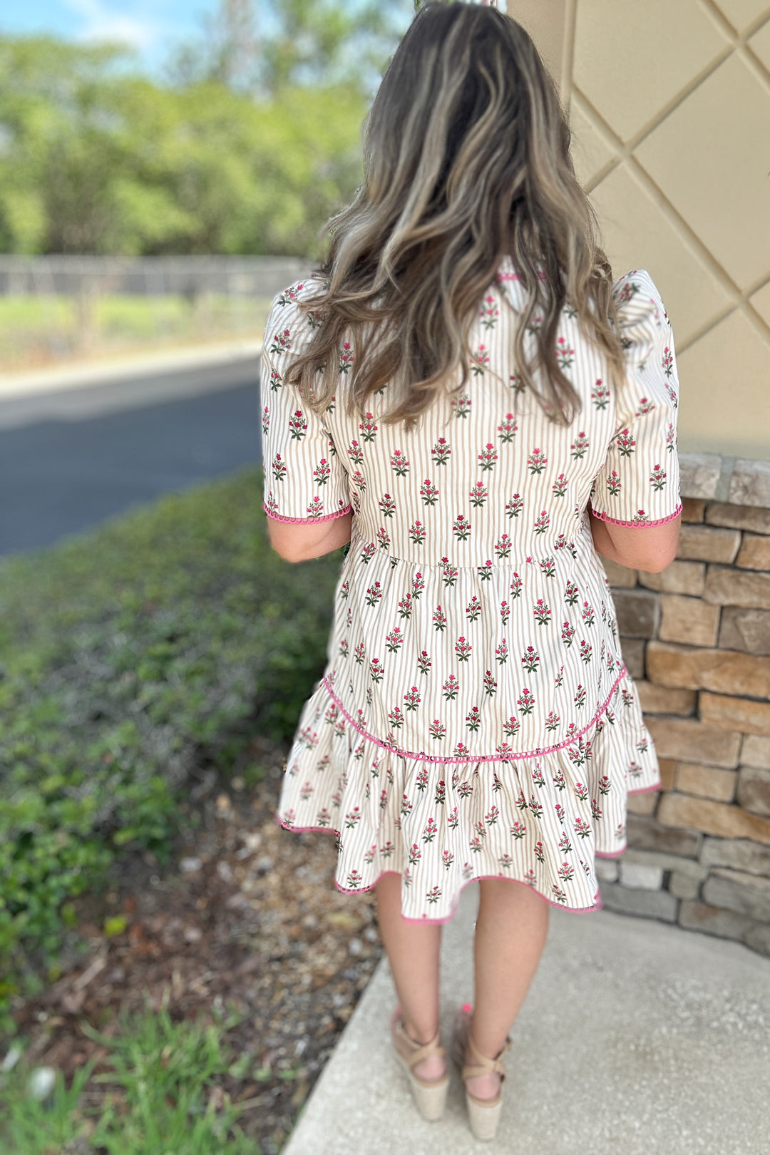 Adelyn Dress - Cottage Stripes Tan