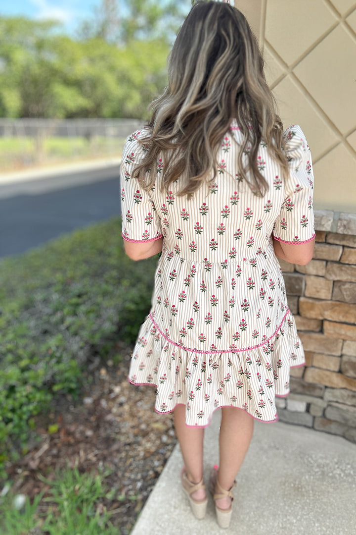 Adelyn Dress - Cottage Stripes Tan