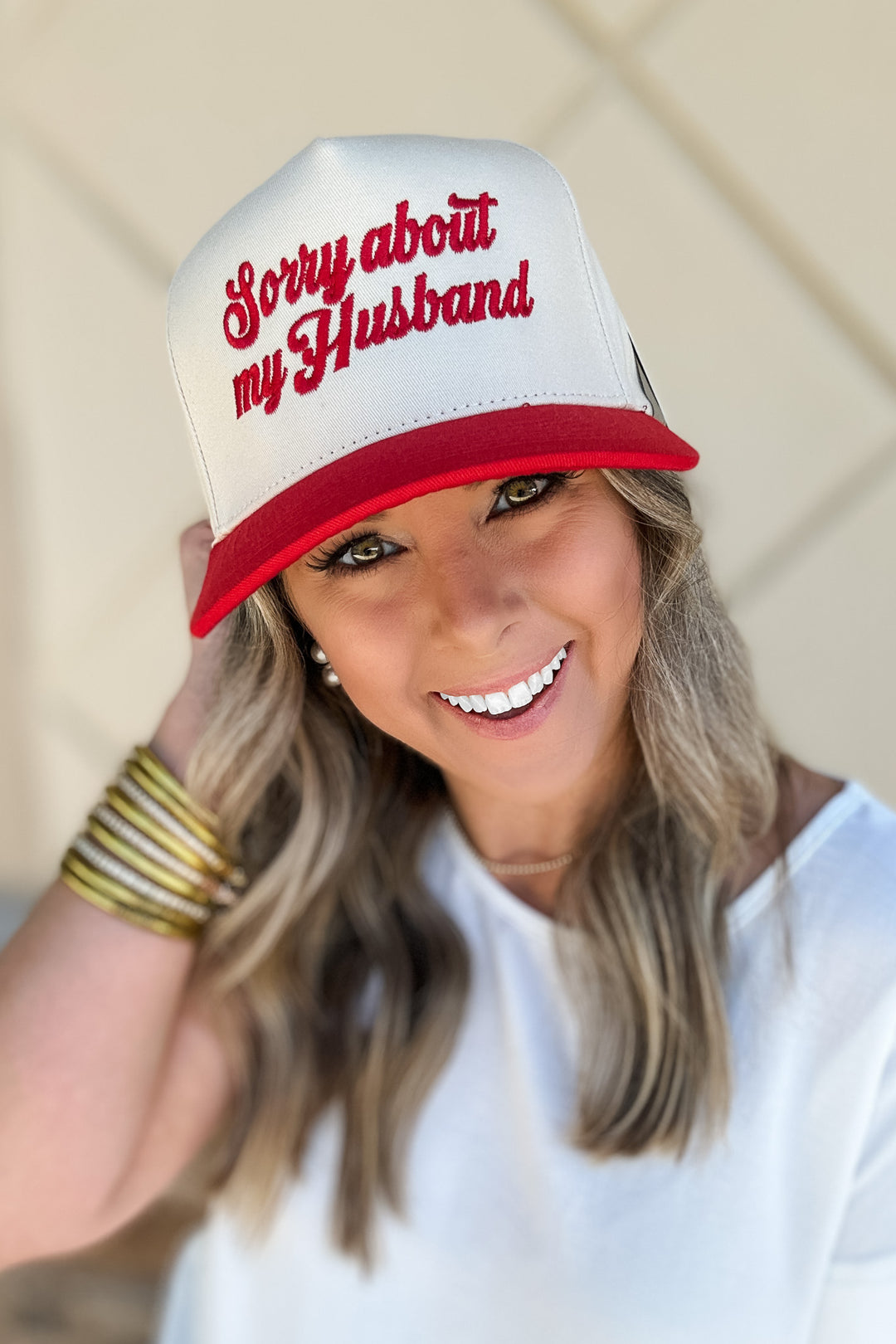 Sorry About My Husband Embroidery Hat - RED