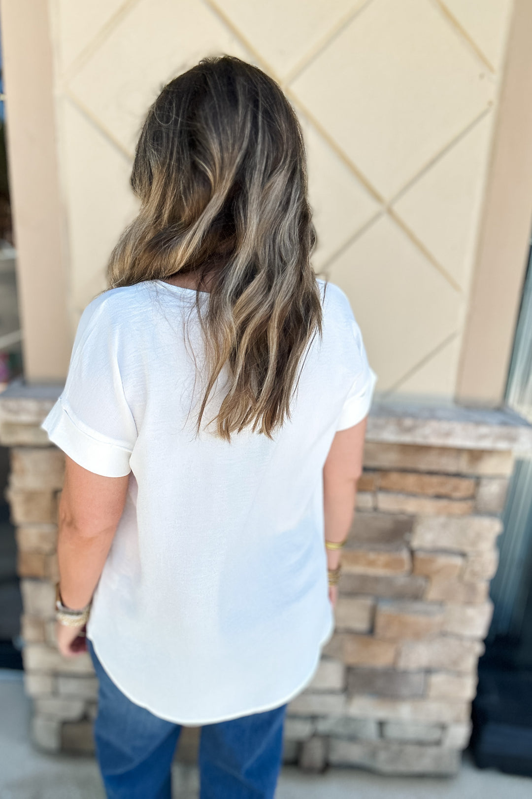 Basic No More Cuffed Sleeve Top - White