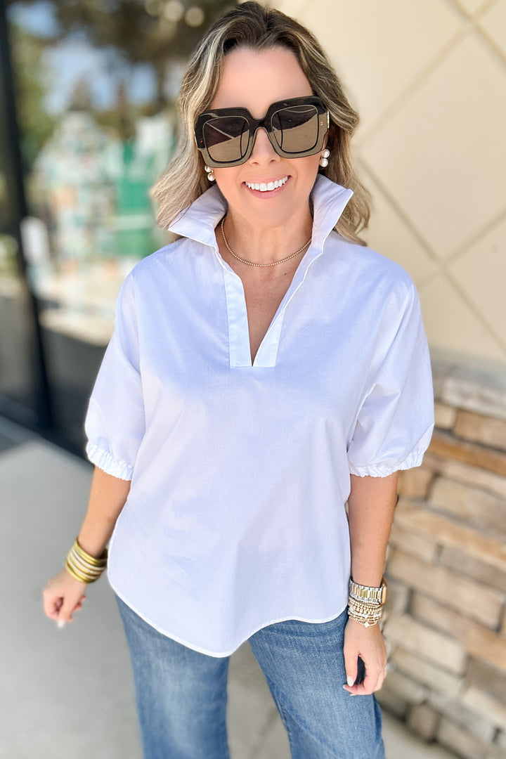 Sloan Collard Top - White