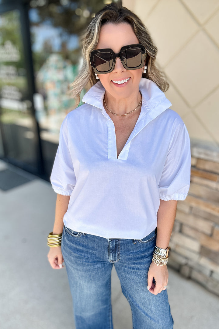 Sloan Collard Top - White