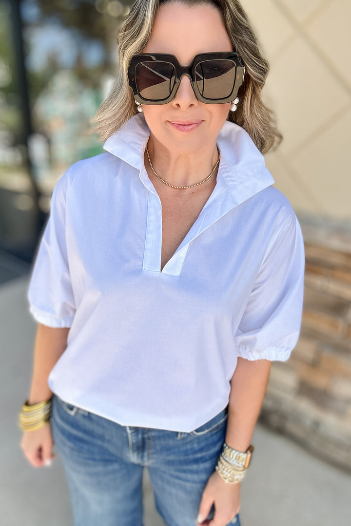 Sloan Collard Top - White