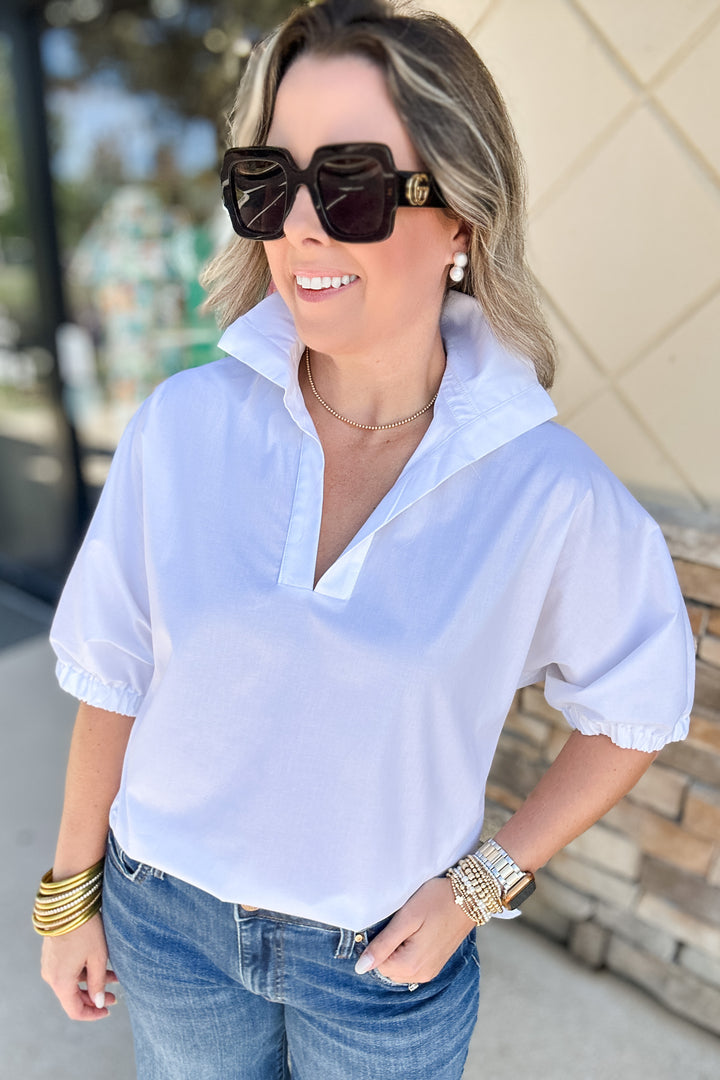Sloan Collard Top - White