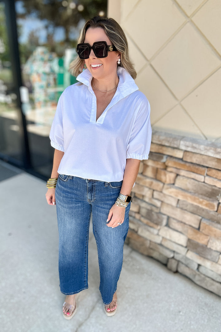 Sloan Collard Top - White