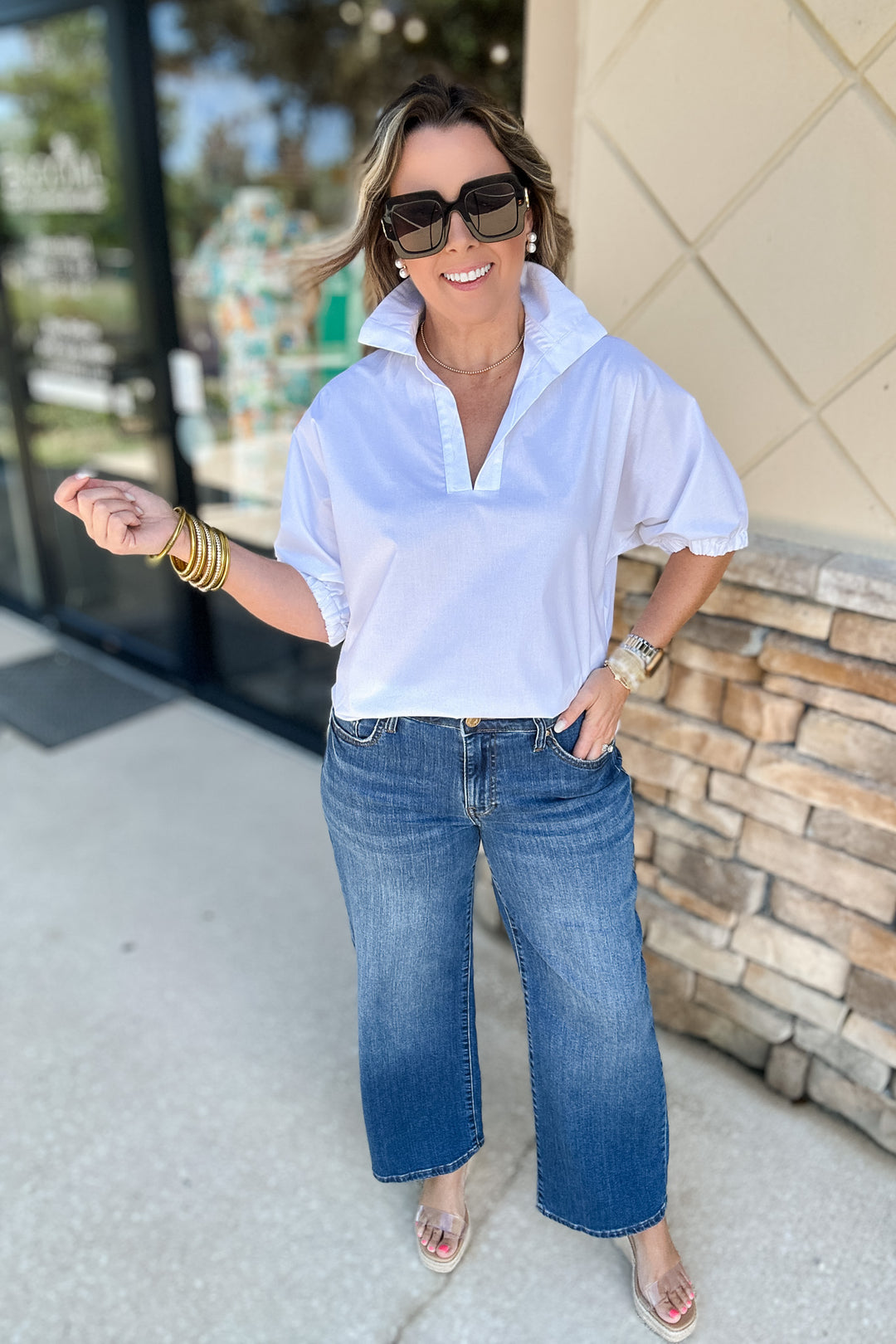 Sloan Collard Top - White