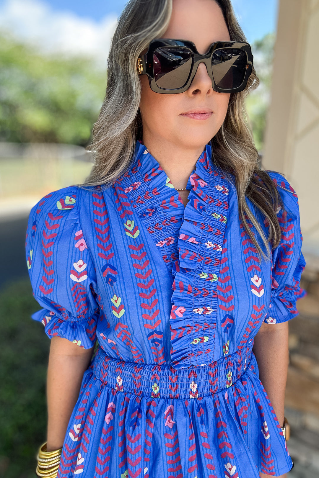 Next To It Ruffle Blouse - Blue