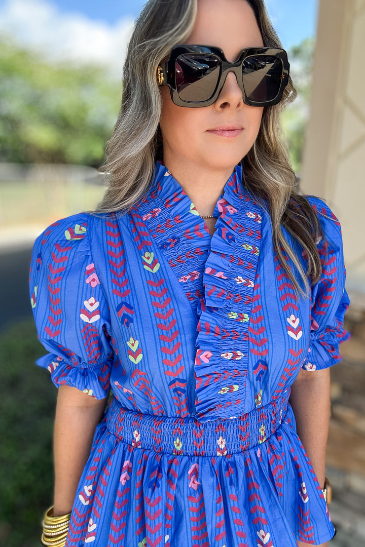 Next To It Ruffle Blouse - Blue